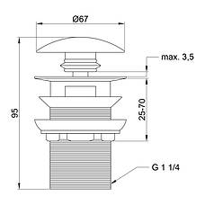 Сифон + донний клапан хром із переливом для раковини, Польща, фото 4