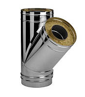 Трійник для димоходу 87' двостінний з нержавіючої сталі d100/160 мм 0.8  мм