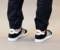 Чоловічі кросівки низькі чорно-білі Adidas Gazelle black. Замшеві кеди весна літо чоловічі Адідас Газель, фото 11