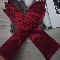 Длинные перчатки атласные Бордовый (0048)