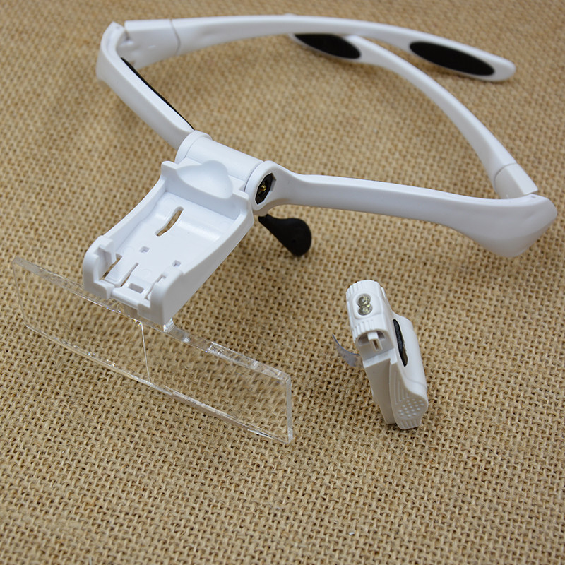 Окуляри лупа на гумці з підсвіткою і зі змінними лінзами, бінокулярні 9892BP, фото 1