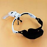 Окуляри лупа на гумці з підсвіткою і зі змінними лінзами, бінокулярні 9892BP, фото 4