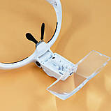 Окуляри лупа на гумці з підсвіткою і зі змінними лінзами, бінокулярні 9892BP, фото 6