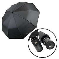 Чоловіча складана парасолька напівавтомат на 10 спиць із системою антивітер від Toprain, чорний, 0350-1