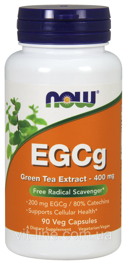 NOW Foods ЭГКГ экстракт зеленого чая 400 мг 90 вегетарианских капсул - фото 1 - id-p1837209782