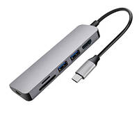 Перехідник відео USB Type-C-HDMI M/F Lucom (62.09.8376) +PD87W 2xUSB3.0 +Cardreader