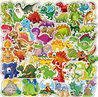 Набір вінілових стикерів дитячих наліпок ДИНОЗАВРИ 50 шт