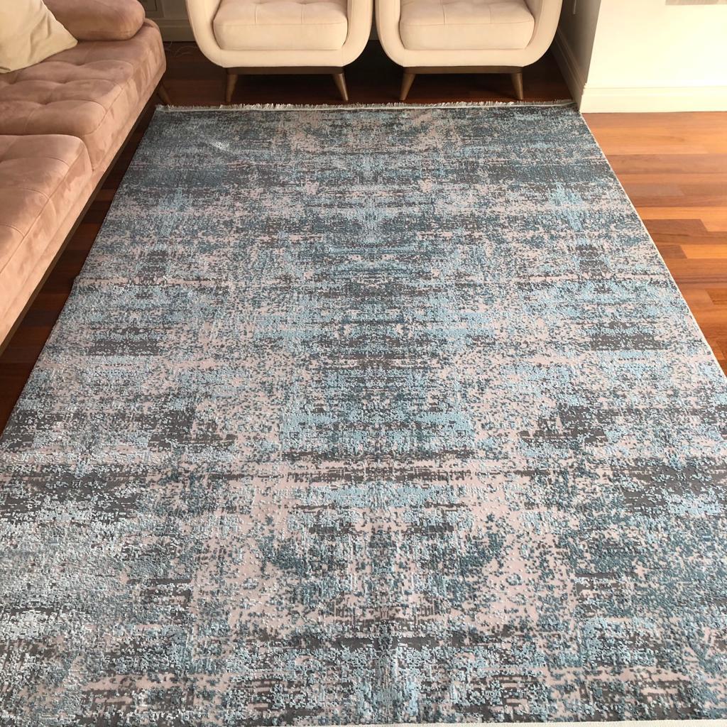 Турецький килим із бахромою 160*230 см сіро-блакитний REFORM CARPET IMAJ 1801, у вітальню, у спальню, на кухню