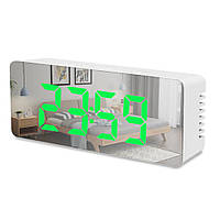 Зеркальные LED часы EL-615-1, Зеленый дисплей / Цифровые электронные часы с подсветкой