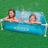 Детский каркасный бассейн Интекс 122х122х30см Mini Frame Pool 57173 Голубой, 337л, Intex, квадратный