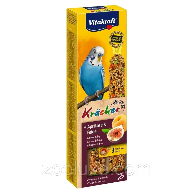 Ласощі для хвилястих папуг Vitakraft Kracker Original + Apricot&Fig
