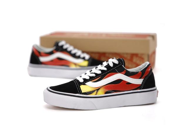 Vans Old School Black White Fire