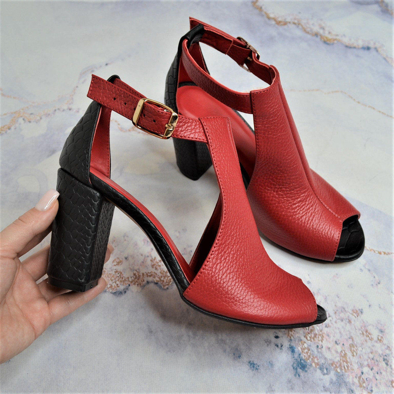 Босоніжки на високих широкому підборах, фото 1