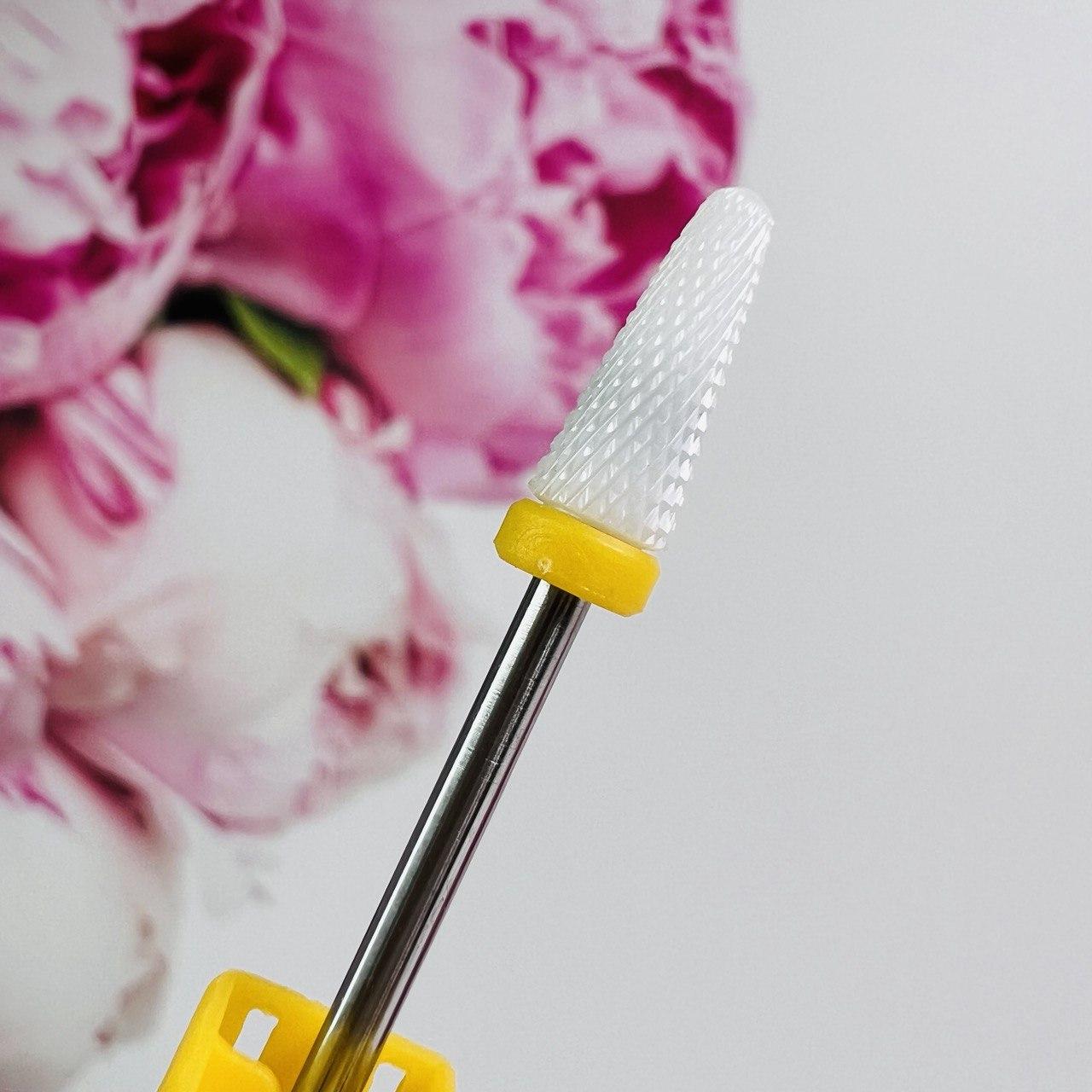 Фреза керамічна, конус жовта екстрадрібна насічка, фото 1