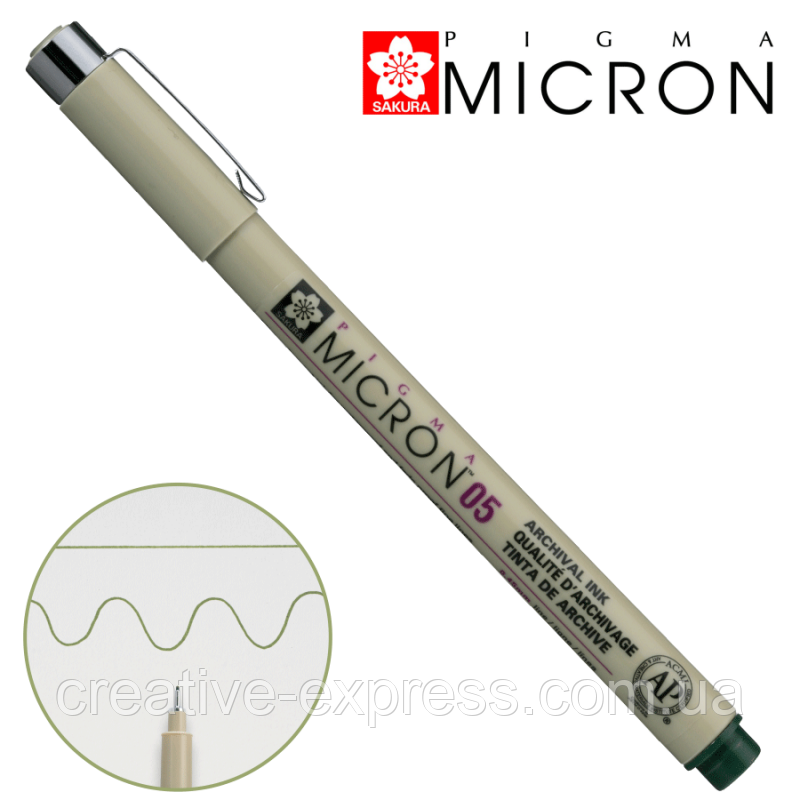 Лінер PIGMA Micron (0.5), 0,45мм, Темно-зелений, Sakura