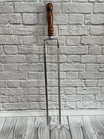 Шампур подвійний з лакованою дерев"яною ручкою 64 см