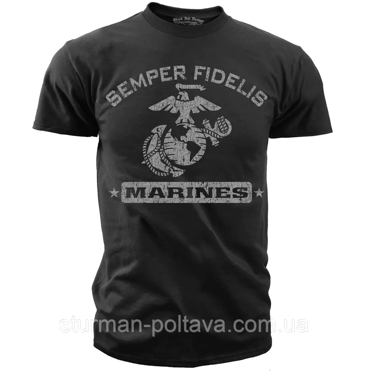 Футболка чоловіча US Marines Corps "Semper Fidelis" Девіз "Ведь вірний" Black Ink Design США розм М