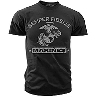 Футболка мужская US Marines Corps "Semper Fidelis" Девиз "Всегда верный " Black Ink Design США размер М