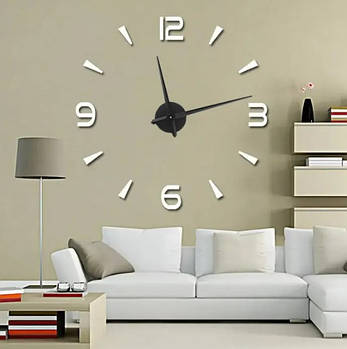 60-130 см Великі настінні годинники 3D, 3d годинник на стіну, Арабські смуги, білі