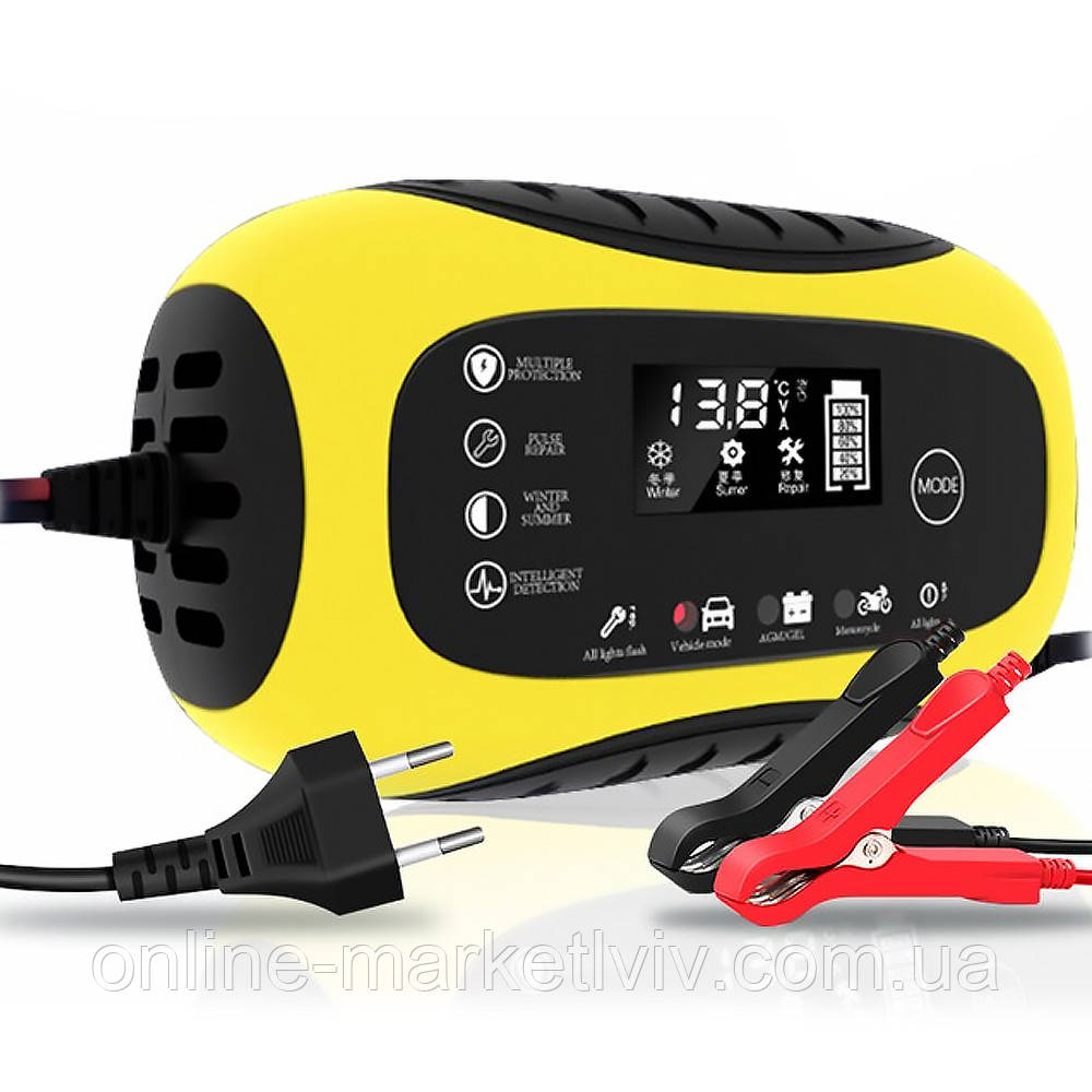Зарядний пристрій 12V для акумуляторів 4-100Ah / Заряджання з дисплеєм для автомобільного акумулятора