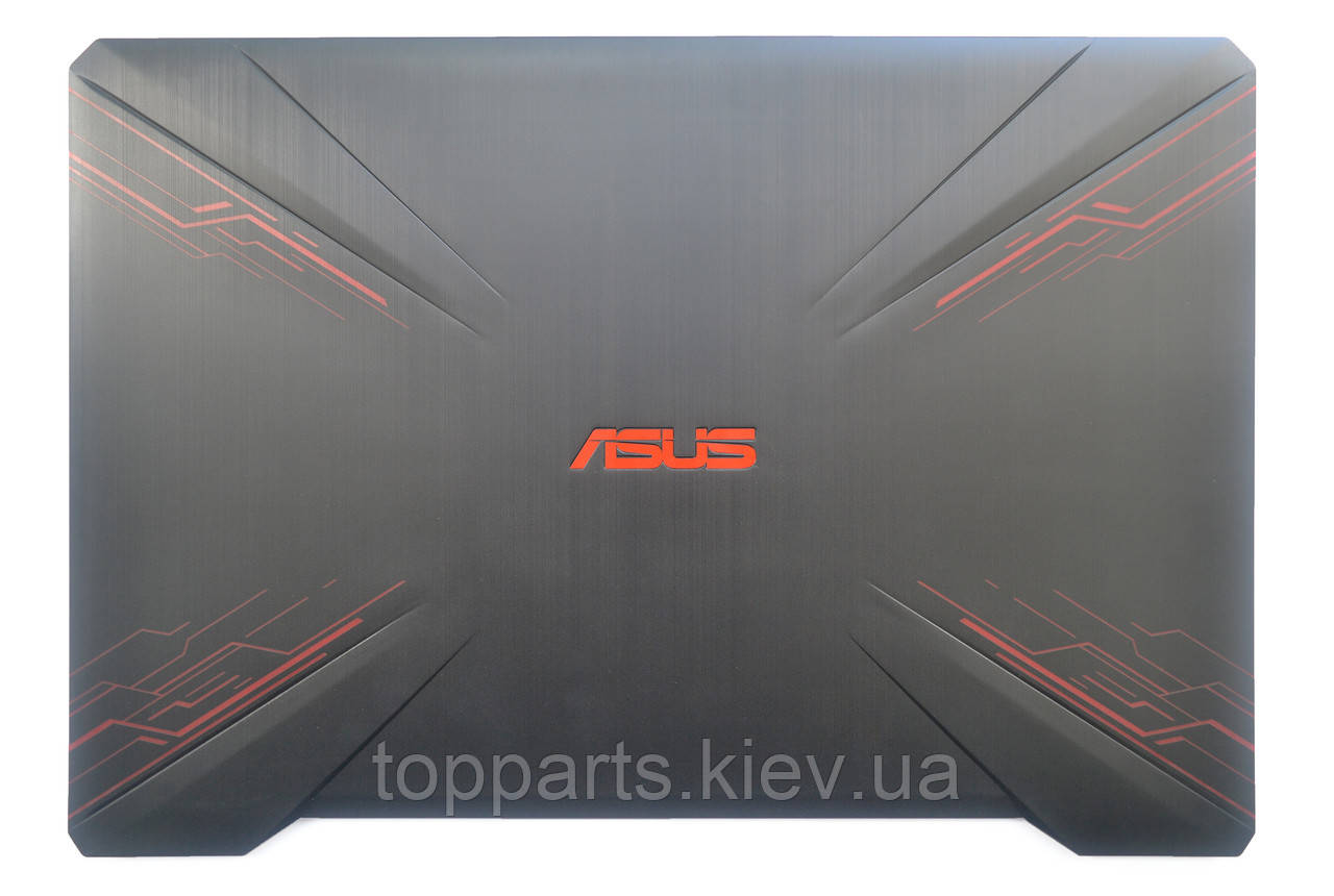 Кришка дисплея для Asus FX80, FX80G, FX504, FX504G чорна (червоні смуги)