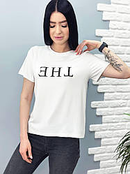 Біла жіноча футболка з принтом "The"