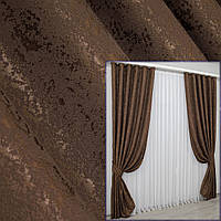 Комплект (2шт.1,5х2,7м) готовых штор, лен мрамор, коллекция "Pavliani". Цвет коричневый. Код1173ш 33-0009