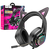 Ігрові навушники з котячими вушками і RBG підсвічуванням HOCO W107 Cute Phantom Cat Ears gaming surround