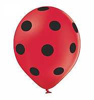 Латексні повітряні кулі Belbal Червоні в чорний великий горох, 12" 30 см, 5 шт