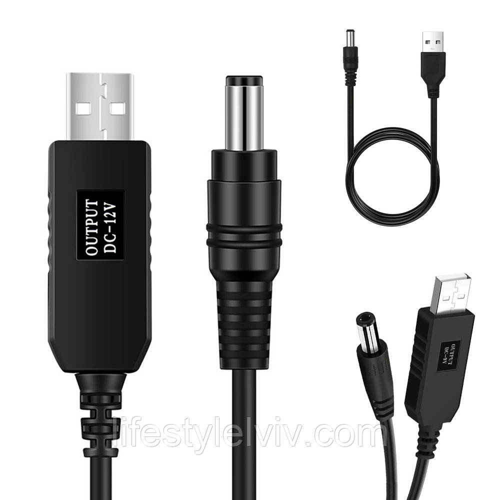 Кабель живлення для роутера, модема USB-DC 12V, 1м / Шнур для WIFI роутера з перетворювачем