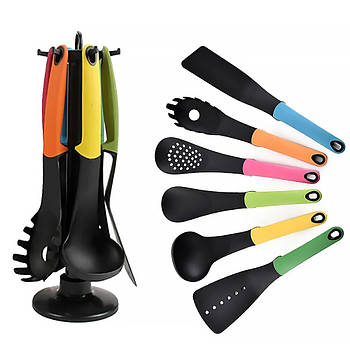 Набір кухонного приладдя Kitchen Cutlery Sets на підставці 6 предметів / Кухонне начиння