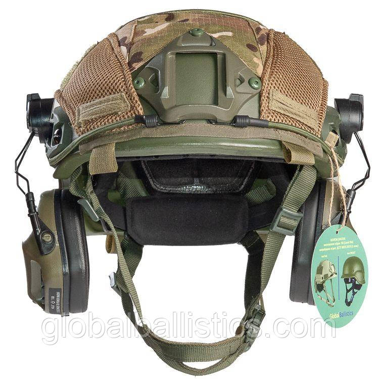 Тактический Шлем Каска FAST олива в кавере с наушниками Earmor M32 + крепление к шлему Кевларовый - фото 6 - id-p1837274485