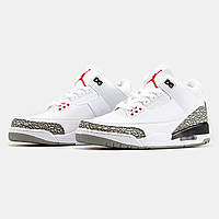 Стильные кроссовки для парней Nike Air Jordan 3 White Cement. Модная обувь мужская Найк Аир Джордан 3.