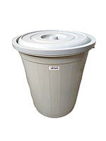 Бак для сміття пластиковий з кришкою 4103 Сміттєвий бак контейнер вуличний для дачі D 49 cm H 56 cm 70 літрів