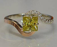 Серебряное кольцо Sil с золотыми накладками Желтый (Sil-208)