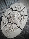 Розетка стельова з гіпсу р-1005 1510x2295мм, збірна, класична, овальна, рельєфна, ліпнина з гіпсу, фото 5