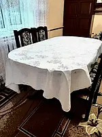Скатертина Jacquard 140x180 см білий овальна, кухонні, святкова