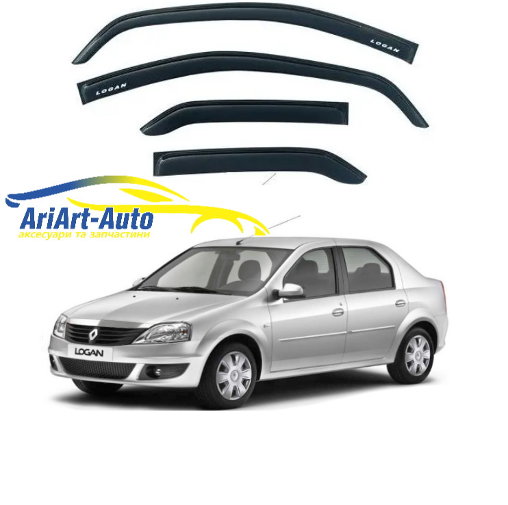 Дефлектори вікон вітровики Renault Logan 2004-2012 Седан 3М Скотч