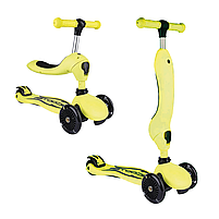 Самокат трансформер. Дитячий біговел трансформер 3 в 1 A1 Scooter Жовтий, фото 11