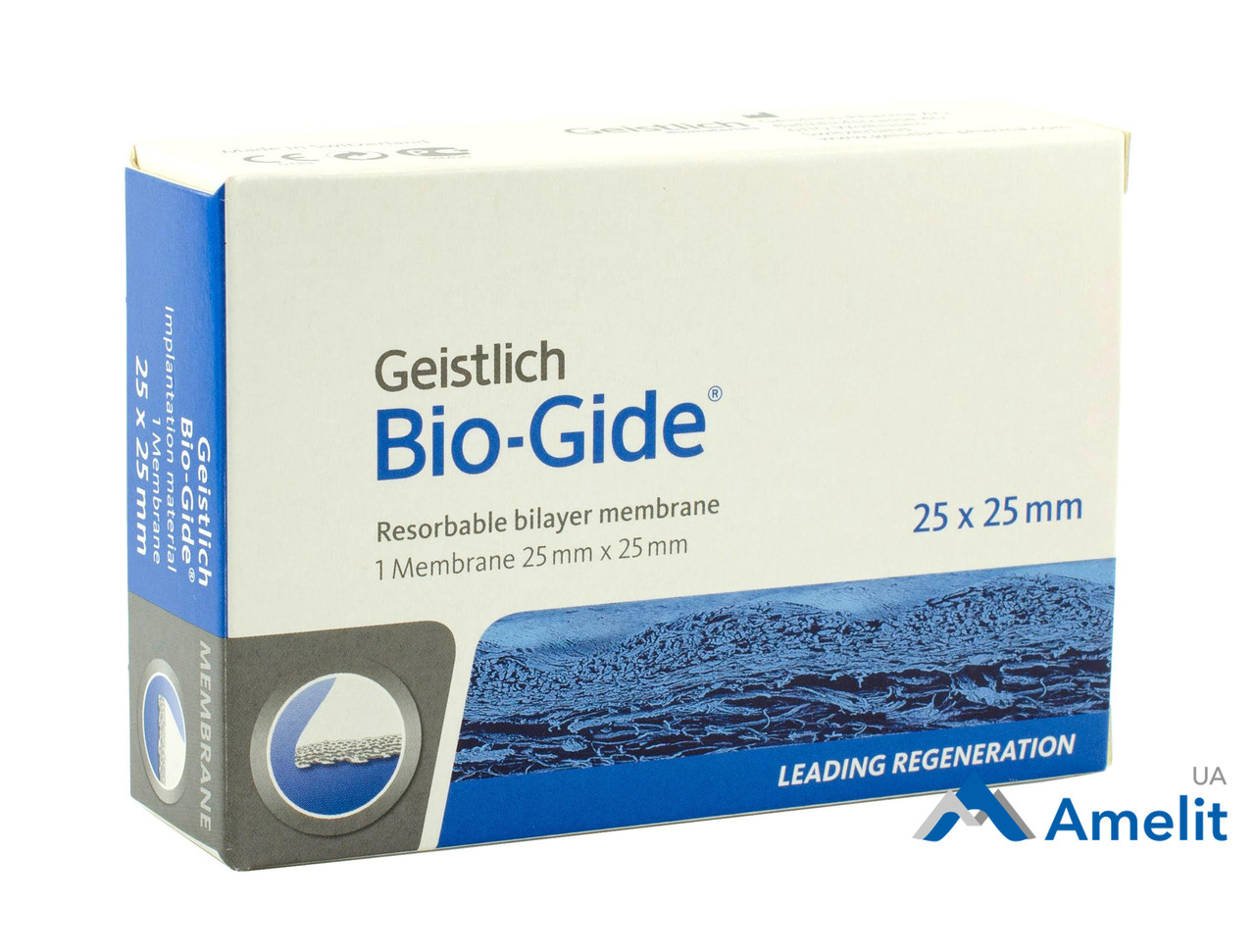 Кістковий матеріал Bio-Gide (Geistlich),  мембрана 25х25 мм
