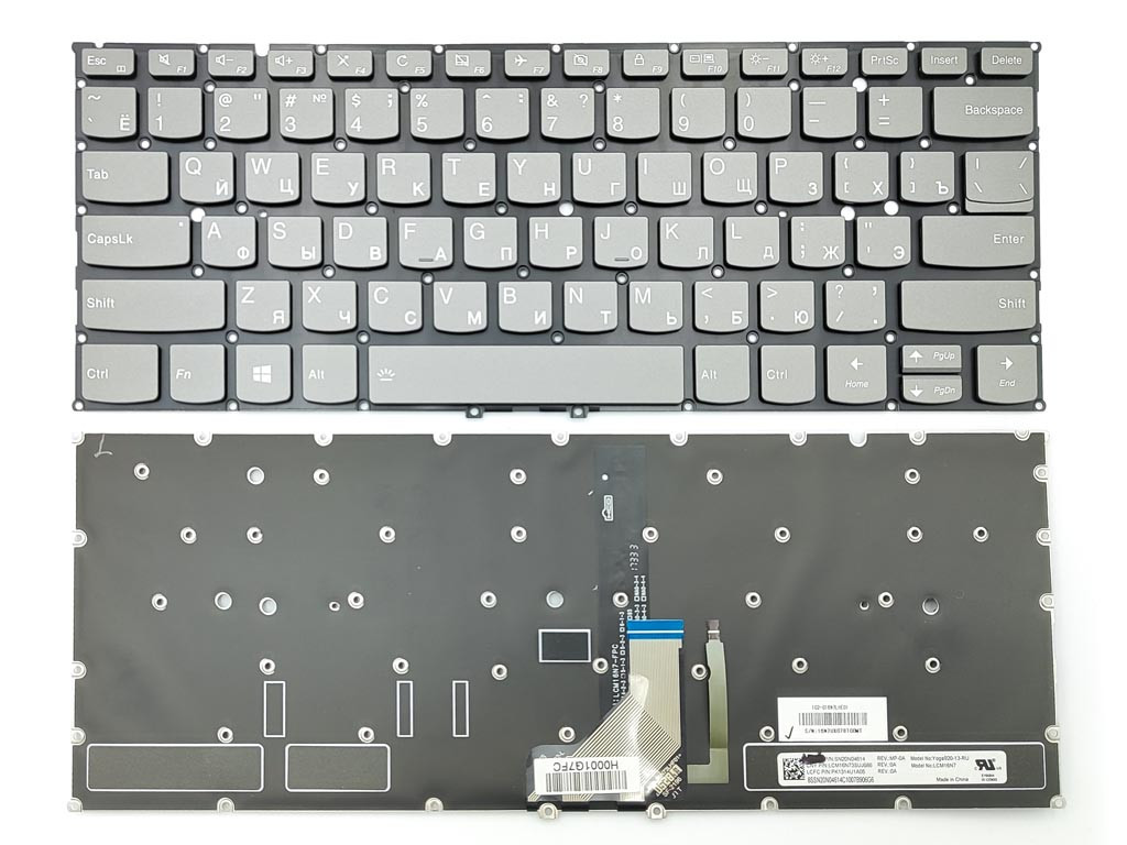 Клавіатура для Lenovo Yoga 920-13IKB, Yoga 6 pro, Flex Pro-13IKB (RU Gray з підсвіткою)