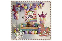 Набір декора до дня народження, ОДНОРІГ (банер, кульки) 35*26см