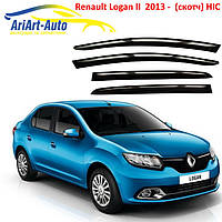 Дефлекторы окон ветровики Renault Logan II сед 2013 - (скотч) HIC Тайвань