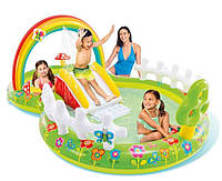 Игровой центр INTEX "Мой сад" с фонтаном, надувными игрушками и горкой 57154 г.290*180*104см