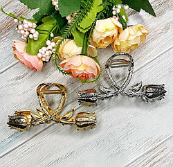 Крабі для волосся гуртом метал 10,5 см два кольори 4 шт./пач. тюльпан