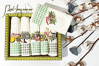 Nilteks Kitchen towel Olive набор кухонных, вафельных полотенец с вышивкой 6шт 50х70