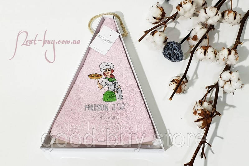Maison D`or Maxi box круглий, махровий, кухонний рушник 1 шт 70х70 бавовна рожевий