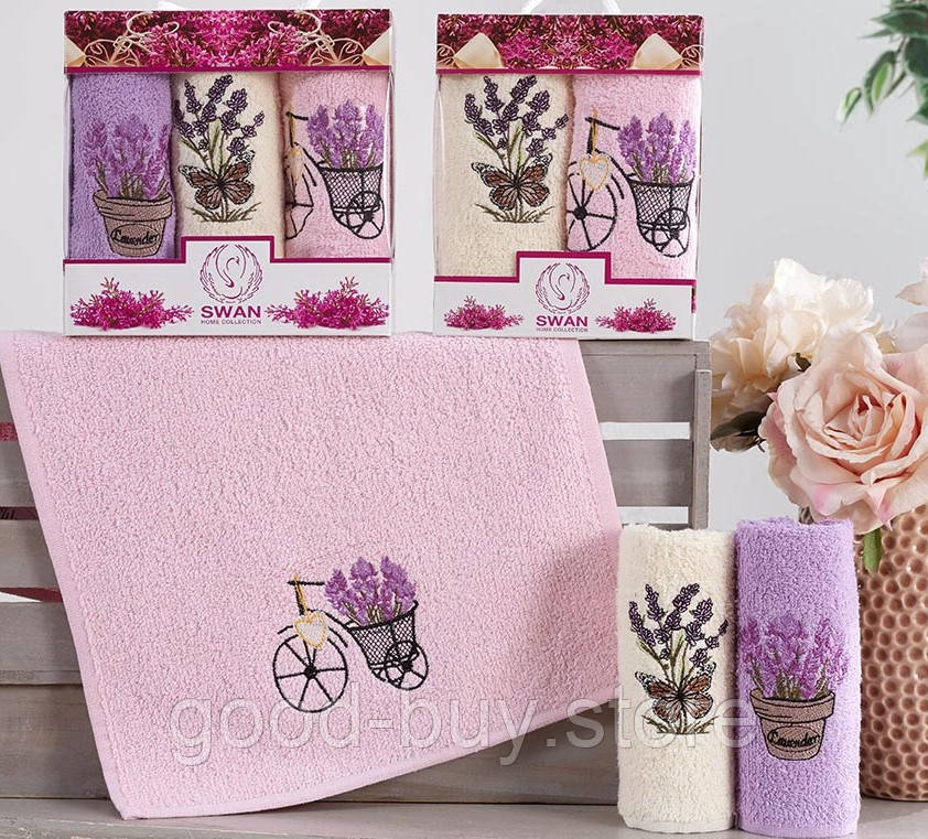 Набір кухонних рушників SWAN lavanda 3шт. 30х50см