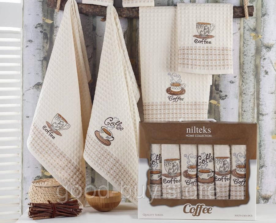 Набір кухонних рушників Nilteks Coffee 6шт. 40х60см