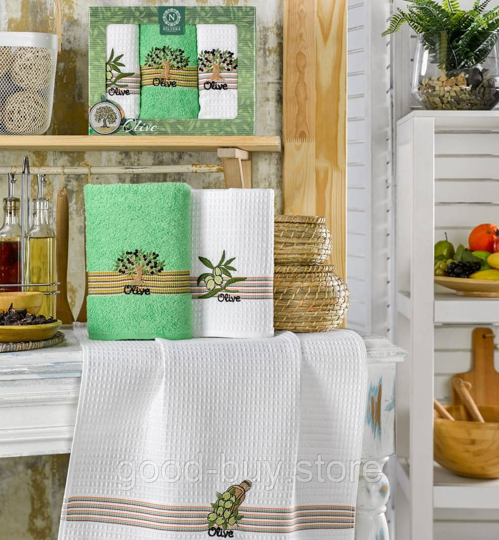 Набір кухонних рушників Nilteks Olive 3шт. 40х60см